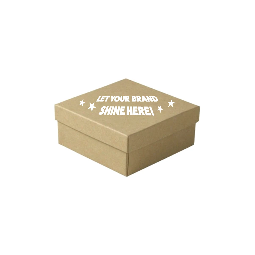 100 Boxes - Custom Printed Natural Kraft Jewelry Boxes - 3-1/2" x 3-1/2" x 1-1/2"