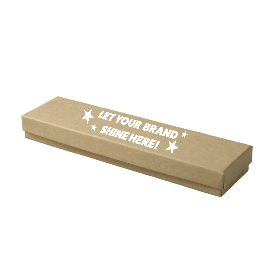100 Boxes - Custom Printed Natural Kraft Jewelry Boxes - 8" x 2" x 7/8"