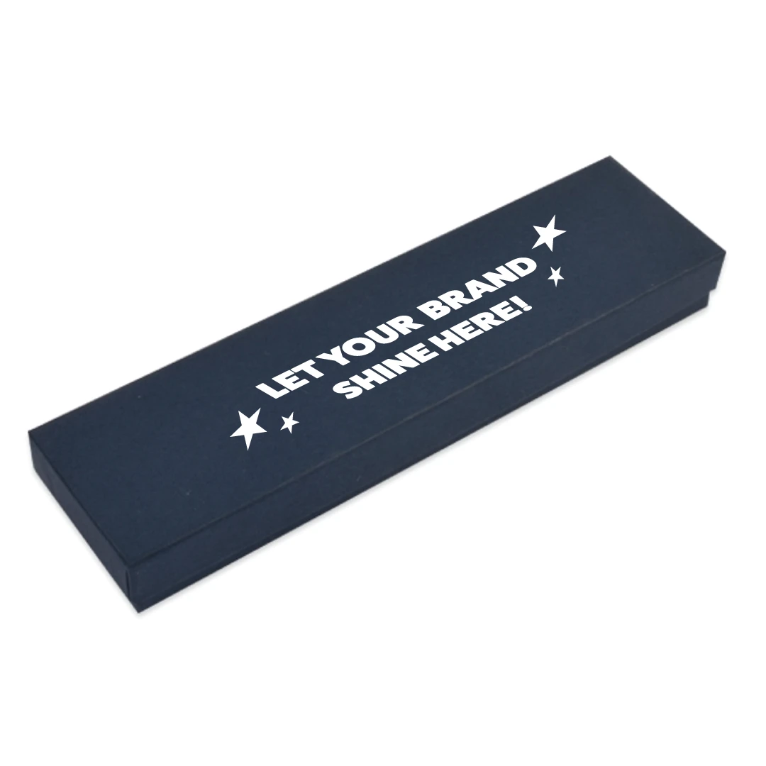 100 Boxes - Custom Printed Matte Navy Blue Jewelry Boxes - 8" x 2" x 7/8"