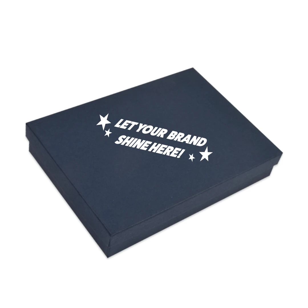 100 Boxes - Custom Printed Matte Navy Blue Jewelry Boxes - 7" x 5" x 1-1/4"