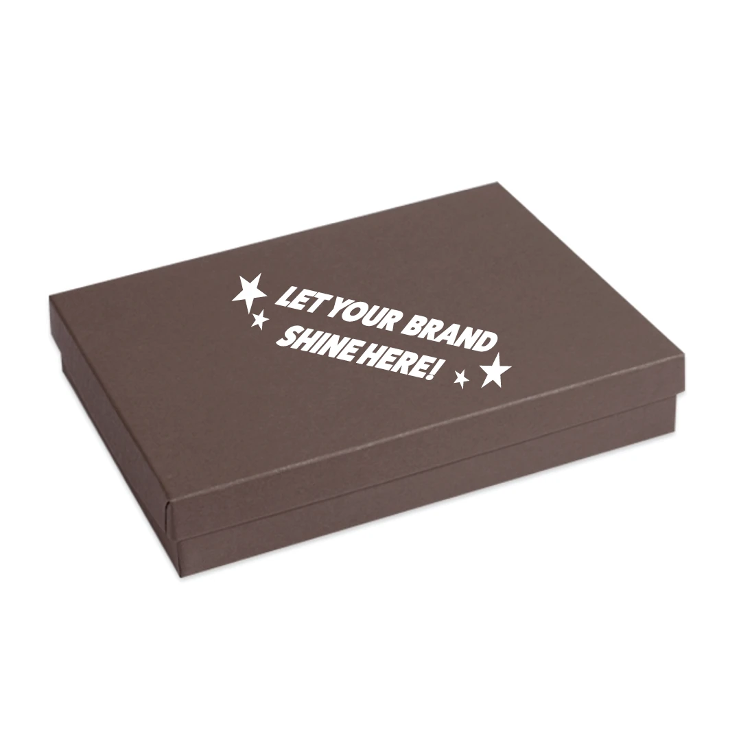 100 Boxes - Custom Printed Embossed Brown Jewelry Boxes - 7" x 5" x 1-1/4"