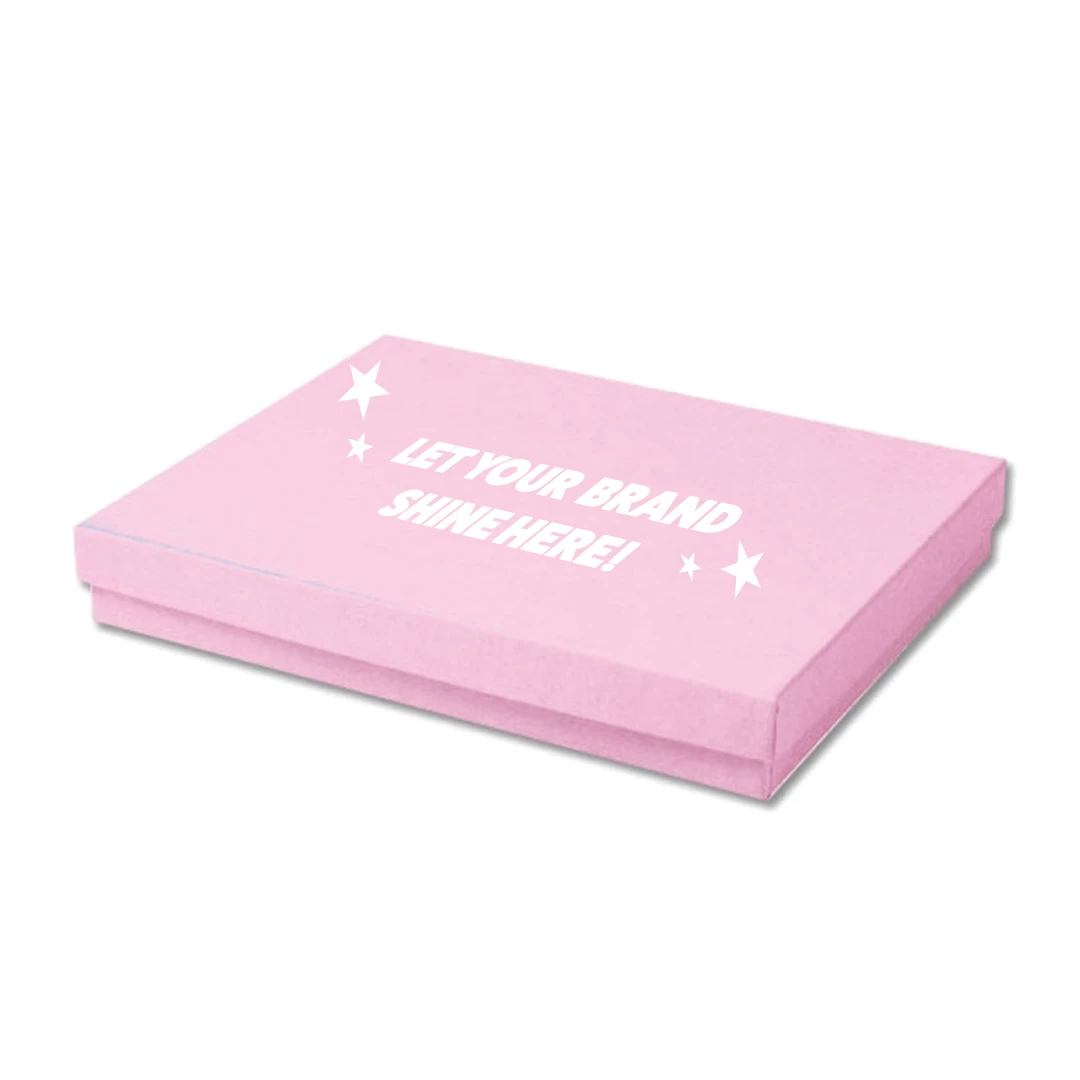 100 Boxes - Custom Printed Matte Pink Jewelry Boxes - 7" x 5" x 1-1/4"