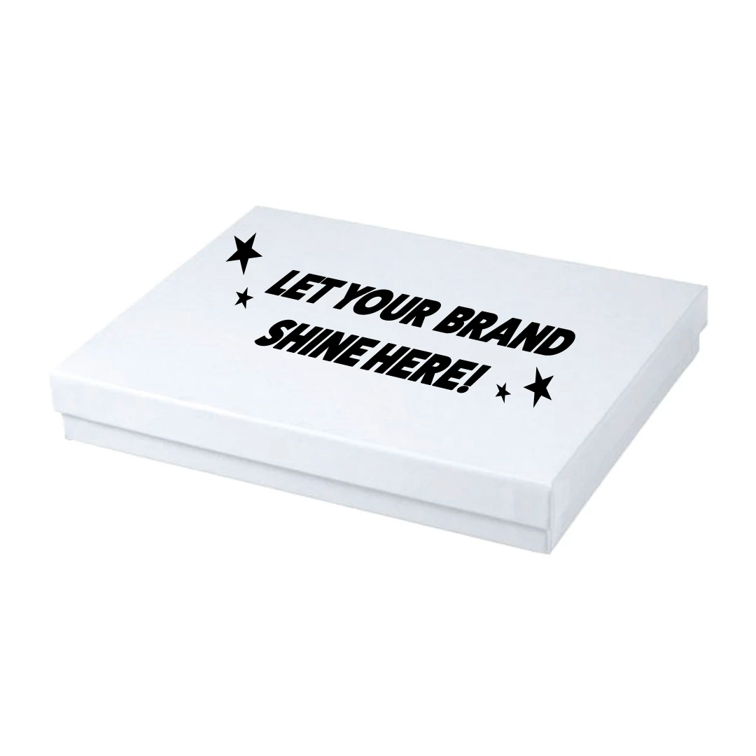 100 Boxes - Custom Printed Gloss White Jewelry Boxes - 7" x 5" x 1-1/4"