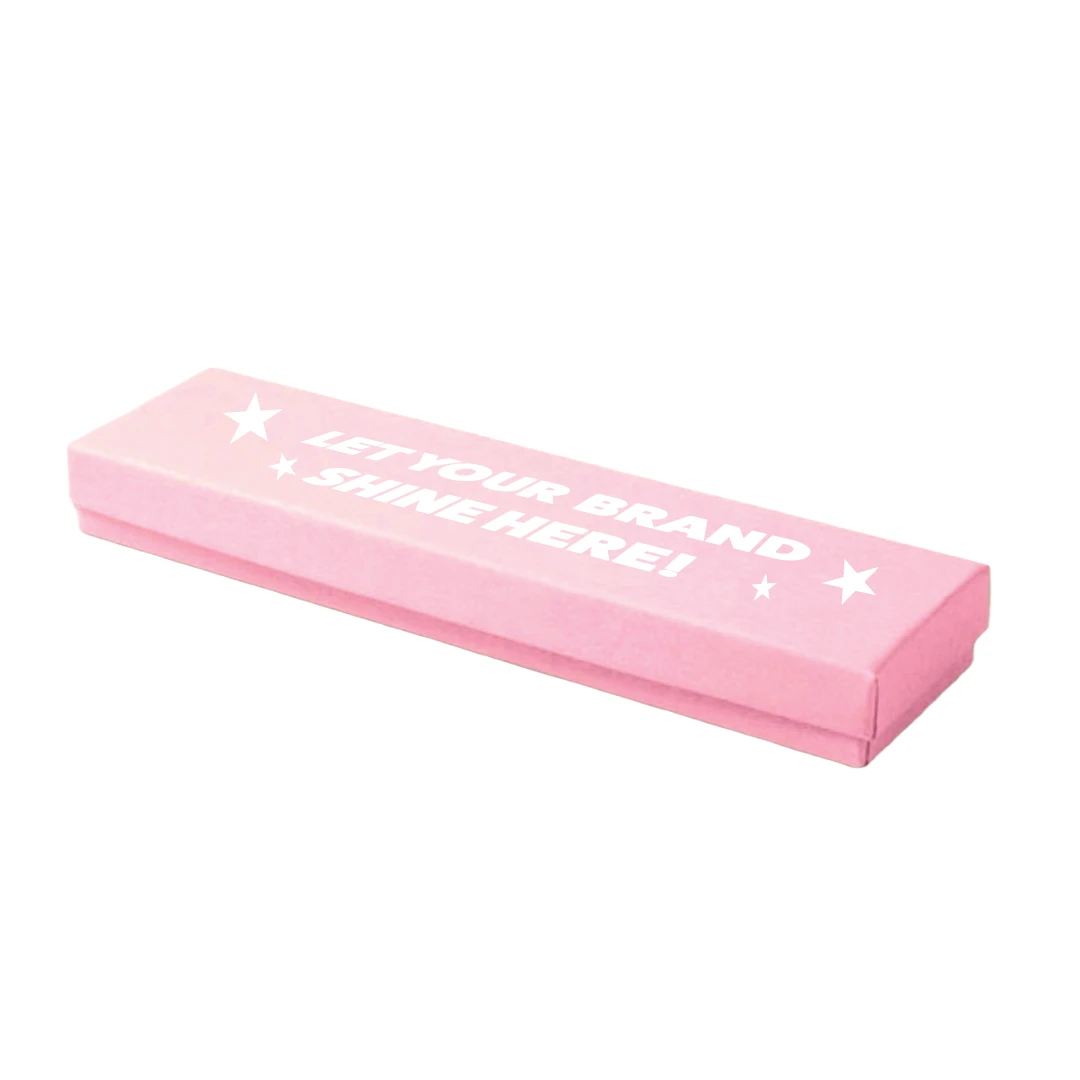 100 Boxes - Custom Printed Matte Pink Jewelry Boxes - 8" x 2" x 7/8"