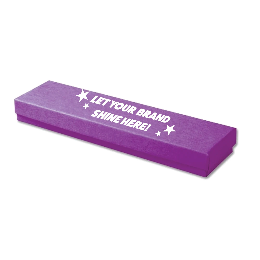 100 Boxes - Custom Printed Matte Purple Jewelry Boxes - 8" x 2" x 7/8"