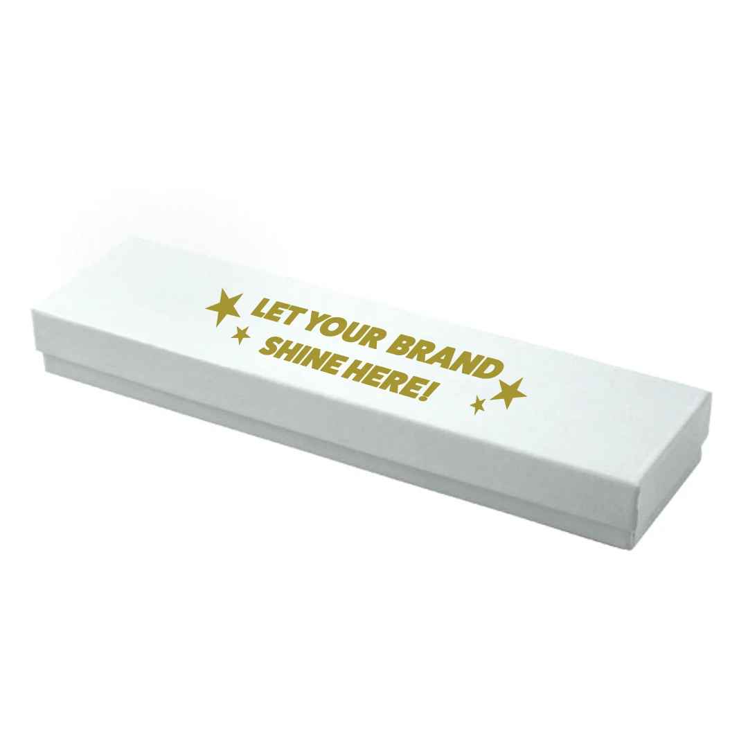 100 Boxes - Custom Printed White Swirl Embossed Jewelry Boxes - 8" x 2" x 7/8"