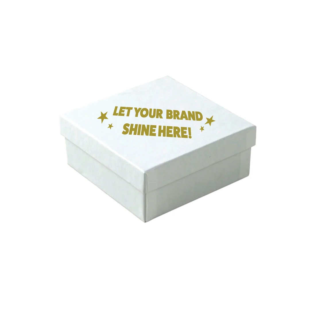 100 Boxes - Custom Printed White Swirl Embossed Jewelry Boxes