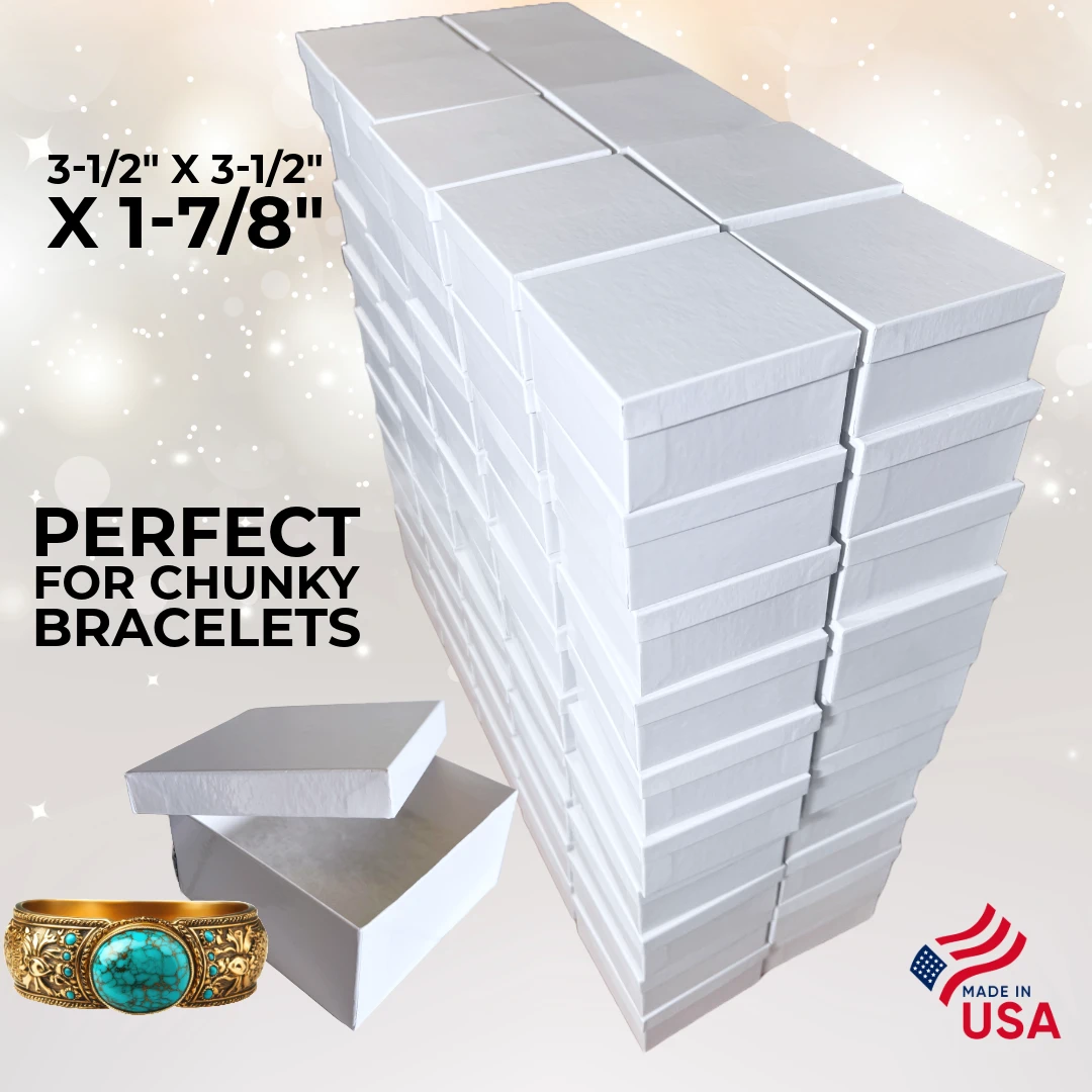100 Boxes - Custom Printed White Gloss Jewelry Boxes