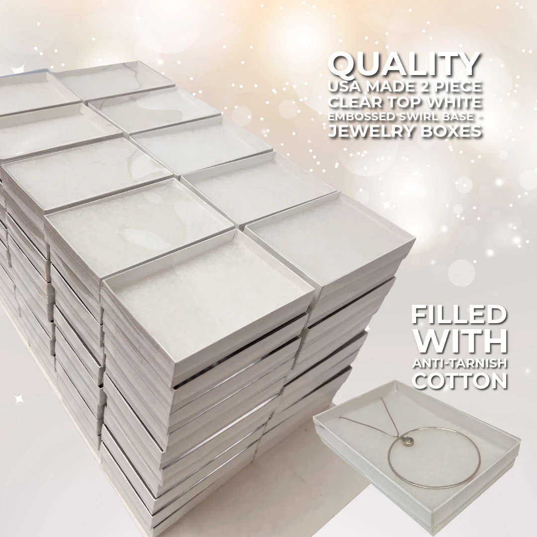 100 Boxes - Custom Printed Clear Top Jewelry Boxes - 5-7/16" x 3-1/2" x 1"