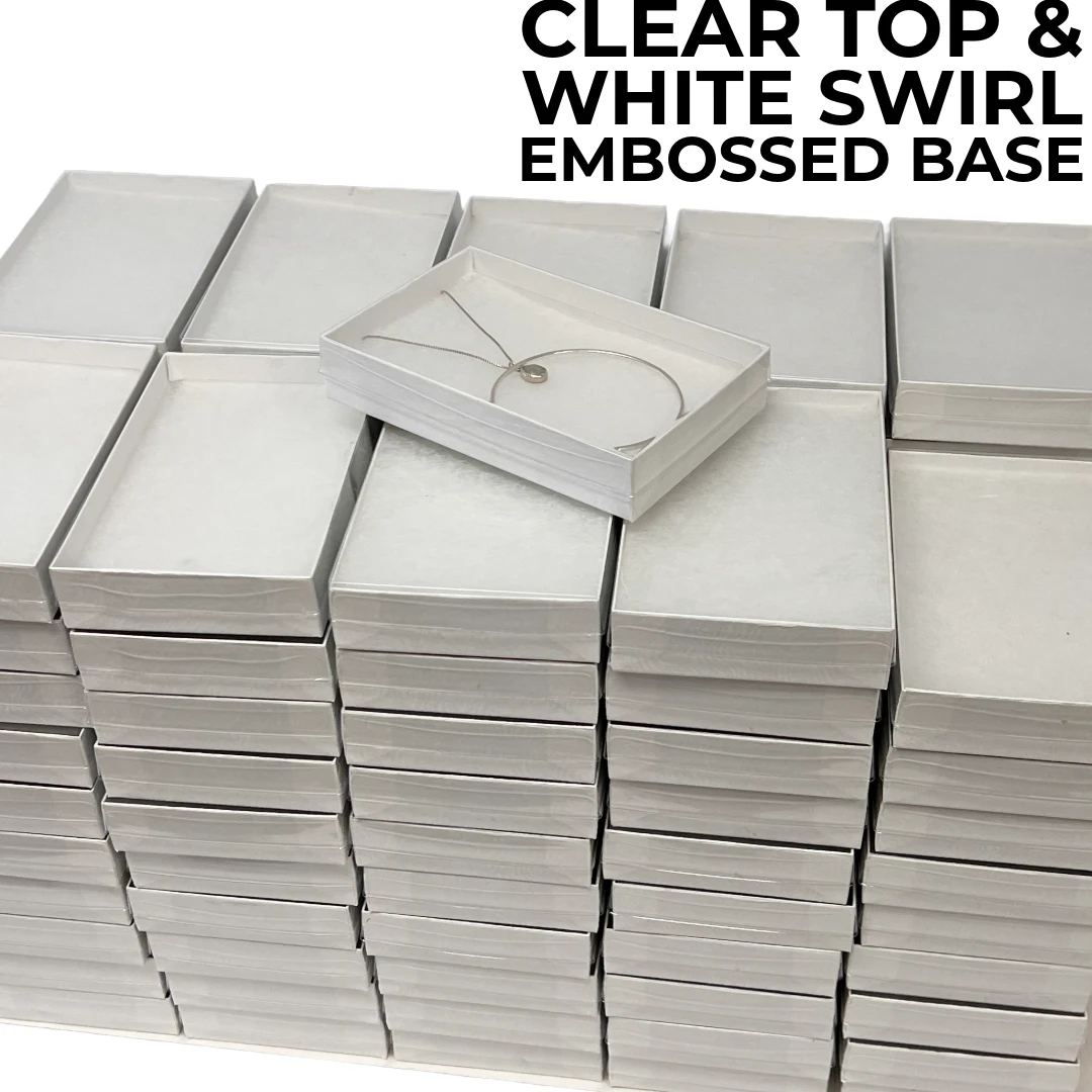 100 Boxes - Custom Printed Clear Top Jewelry Boxes - 5-7/16" x 3-1/2" x 1"