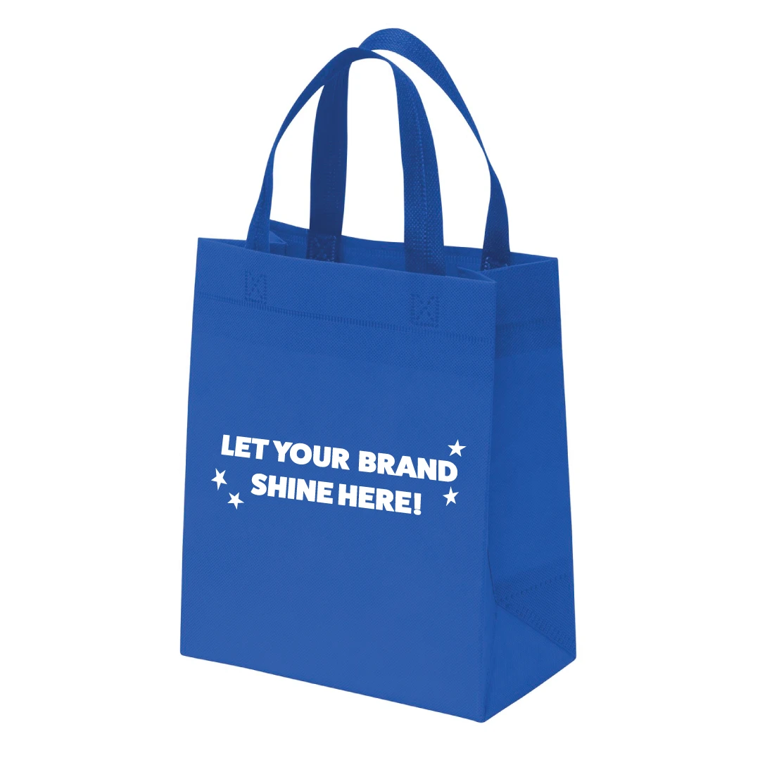 100 Bags - Branded Royal Blue Reusable Bags - 9" x 5" x 10"
