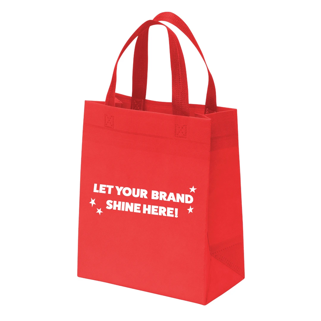 100 Bags - Branded Red Reusable Bags - 9" x 5" x 10"