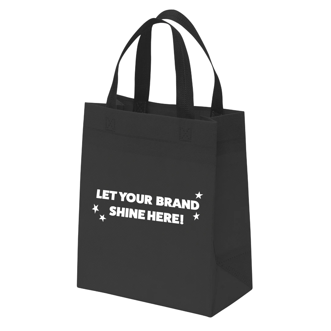 100 Bags - Branded Black Reusable Bags - 9" x 5" x 10"