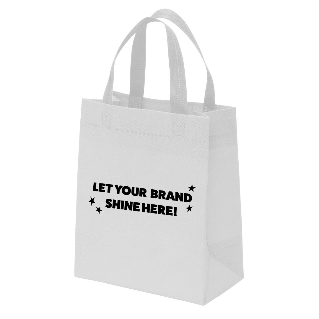 100 Bags - Branded White Reusable Bags - 9" x 5" x 10"