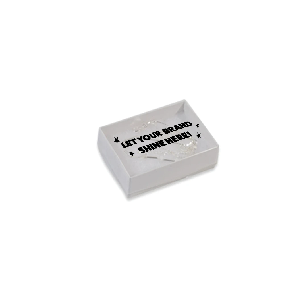 100 Boxes - Custom Printed Clear Top with White Swirl Embossed Base Jewelry Boxes - 2-7/16" x 1-5/8" x 13/16"