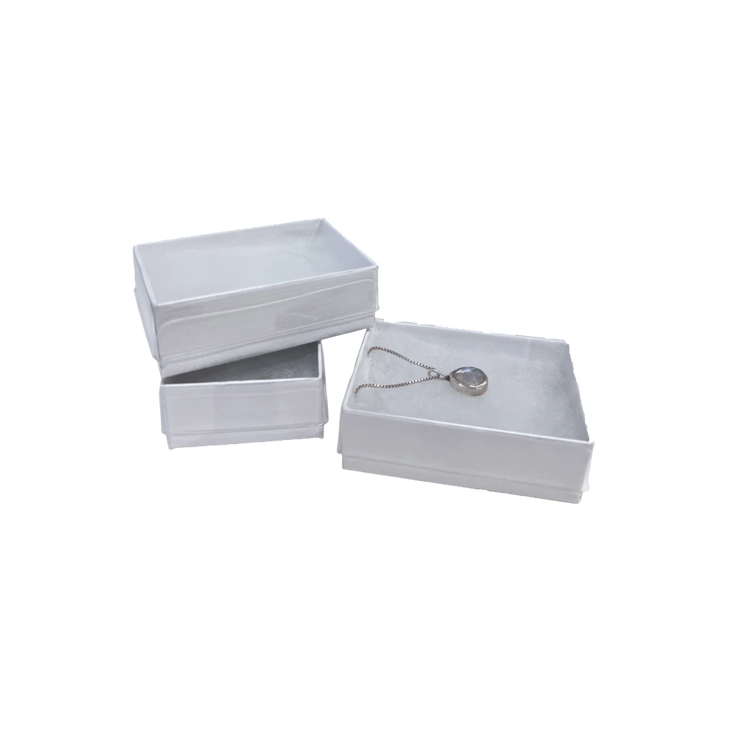 100 Boxes - Custom Printed Clear Top with White Swirl Embossed Base Jewelry Boxes - 2-7/16" x 1-5/8" x 13/16"