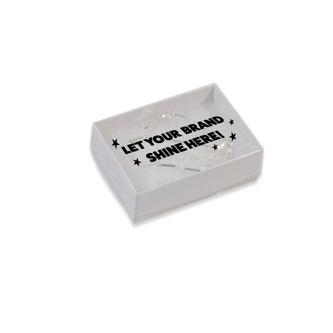 100 Boxes - Custom Printed Clear Top with White Swirl Embossed Base Jewelry Boxes - 3-1/16" x 2-1/8" x 1"