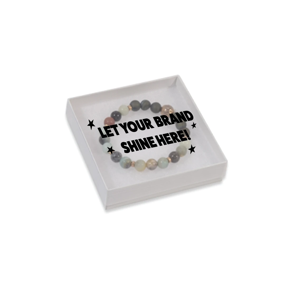 100 Boxes - Custom Printed Clear Top with White Embossed Base Jewelry Boxes - 3-1/2" x 3-1/2" x