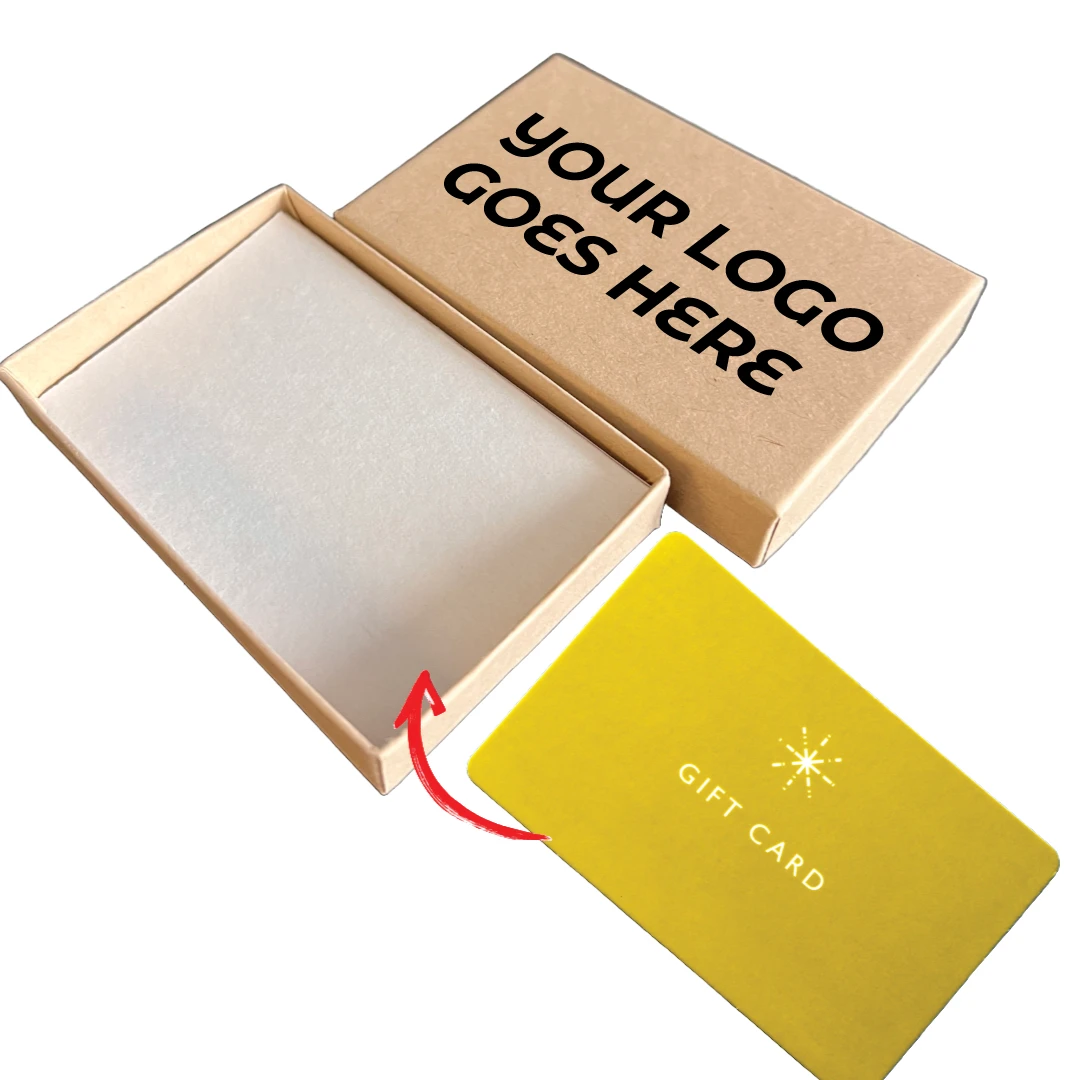 100 Boxes - Custom Printed Natural Kraft Gift Card Boxes