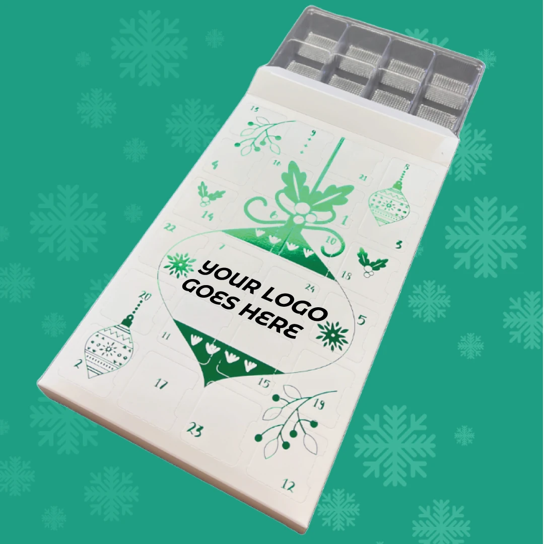 100 Custom Printed Sets (Boxes & Trays) - Fillable (Empty) Advent Calendar Boxes