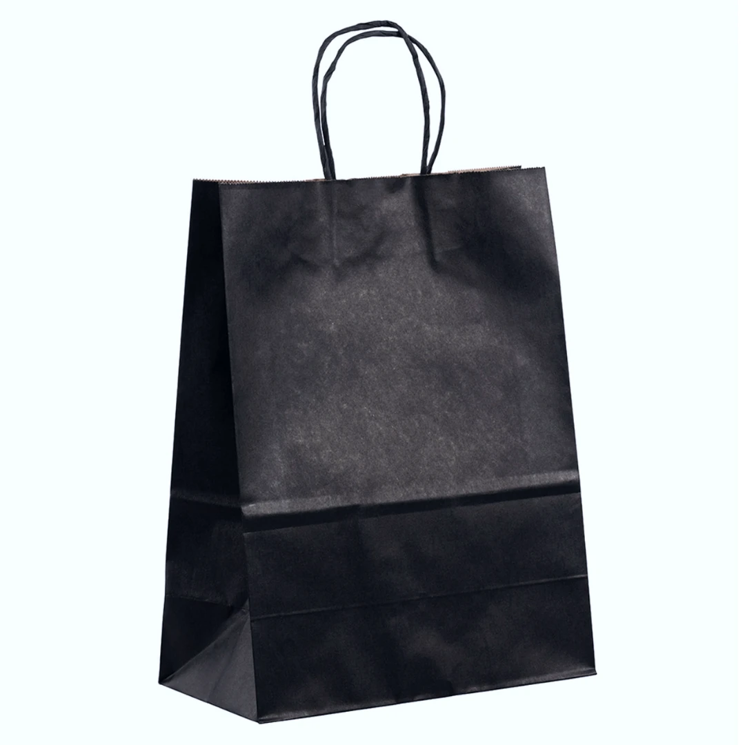 250 Bags - Custom Branded Black Paper Bags - 10" x 5" x 13"