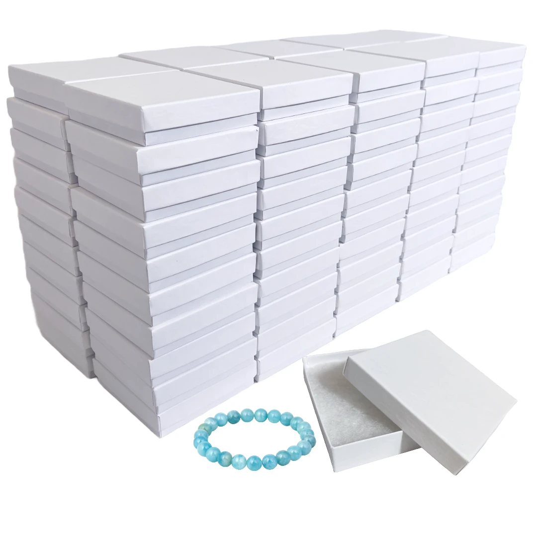 100 Boxes - Matte White Jewelry Boxes - 3-1/2" x 3-1/2" x 7/8"