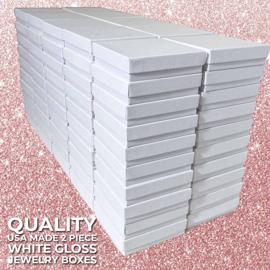 100 Boxes - Matte White Jewelry Boxes - 3-1/2" x 3-1/2" x 7/8"
