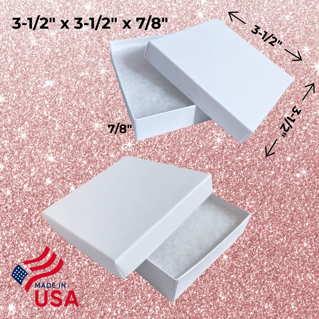 100 Boxes - Matte White Jewelry Boxes - 3-1/2" x 3-1/2" x 7/8"
