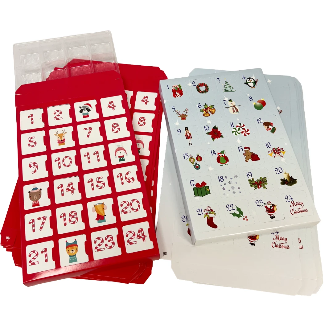 10 Sets (Boxes & Trays) 5 of each design - Fillable (Empty) Advent Calendar Candy Boxes