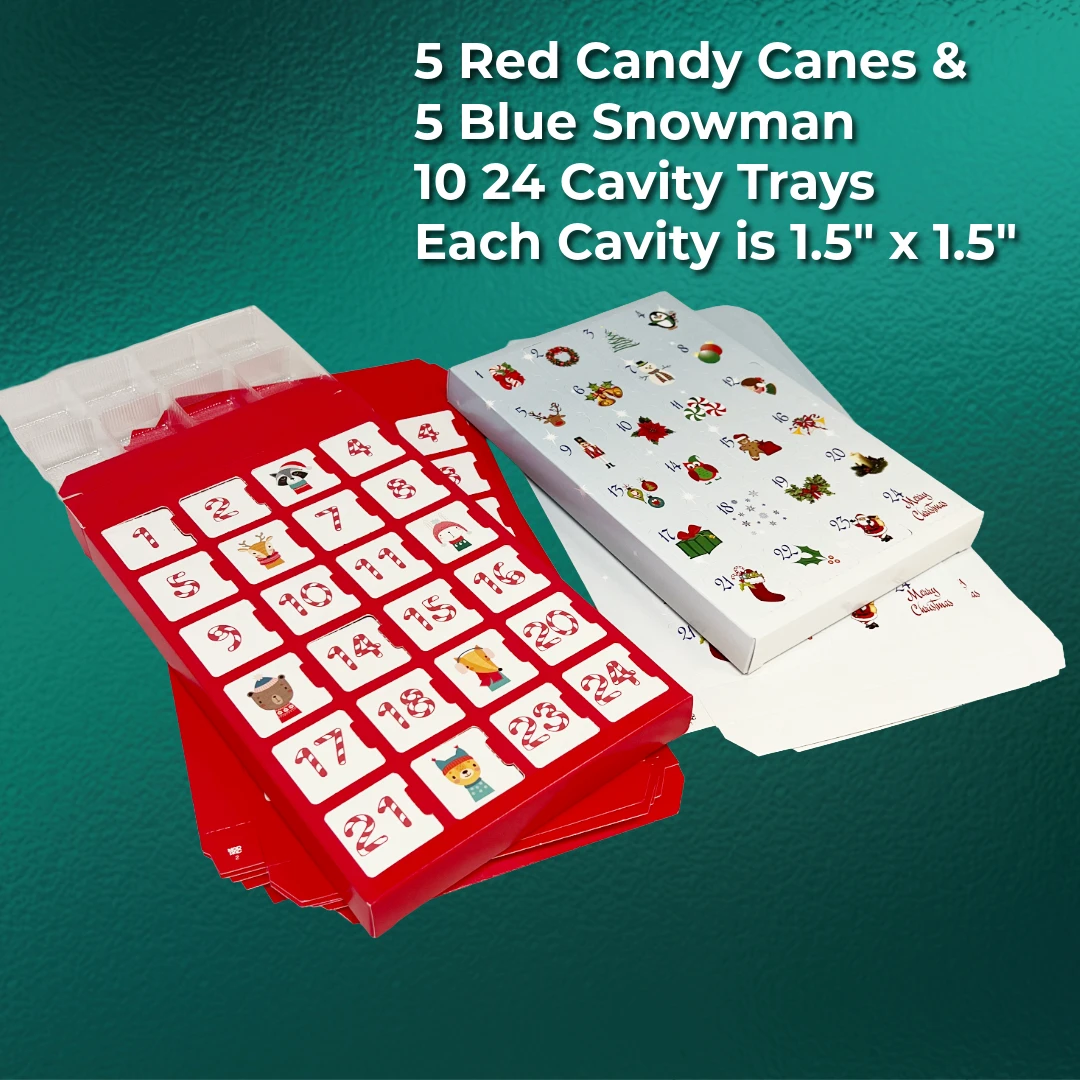 10 Sets (Boxes & Trays) 5 of each design - Fillable (Empty) Advent Calendar Candy Boxes