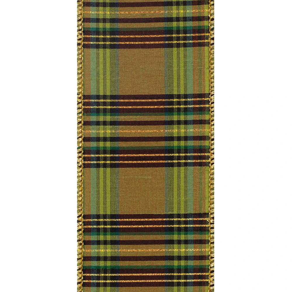 Grandisimo Plaid Dupioni Wired Ribbon 2.5" x 10 Yards per roll