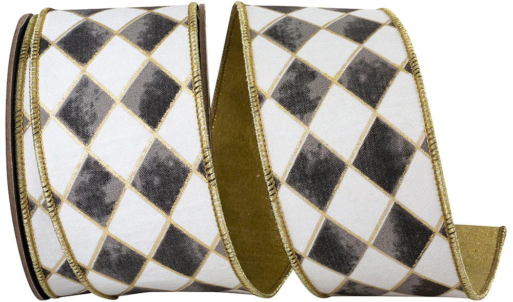 Harlequin Diamond Gilded Deluxe Wired Ribbon 2.5" x 10 Yards per roll