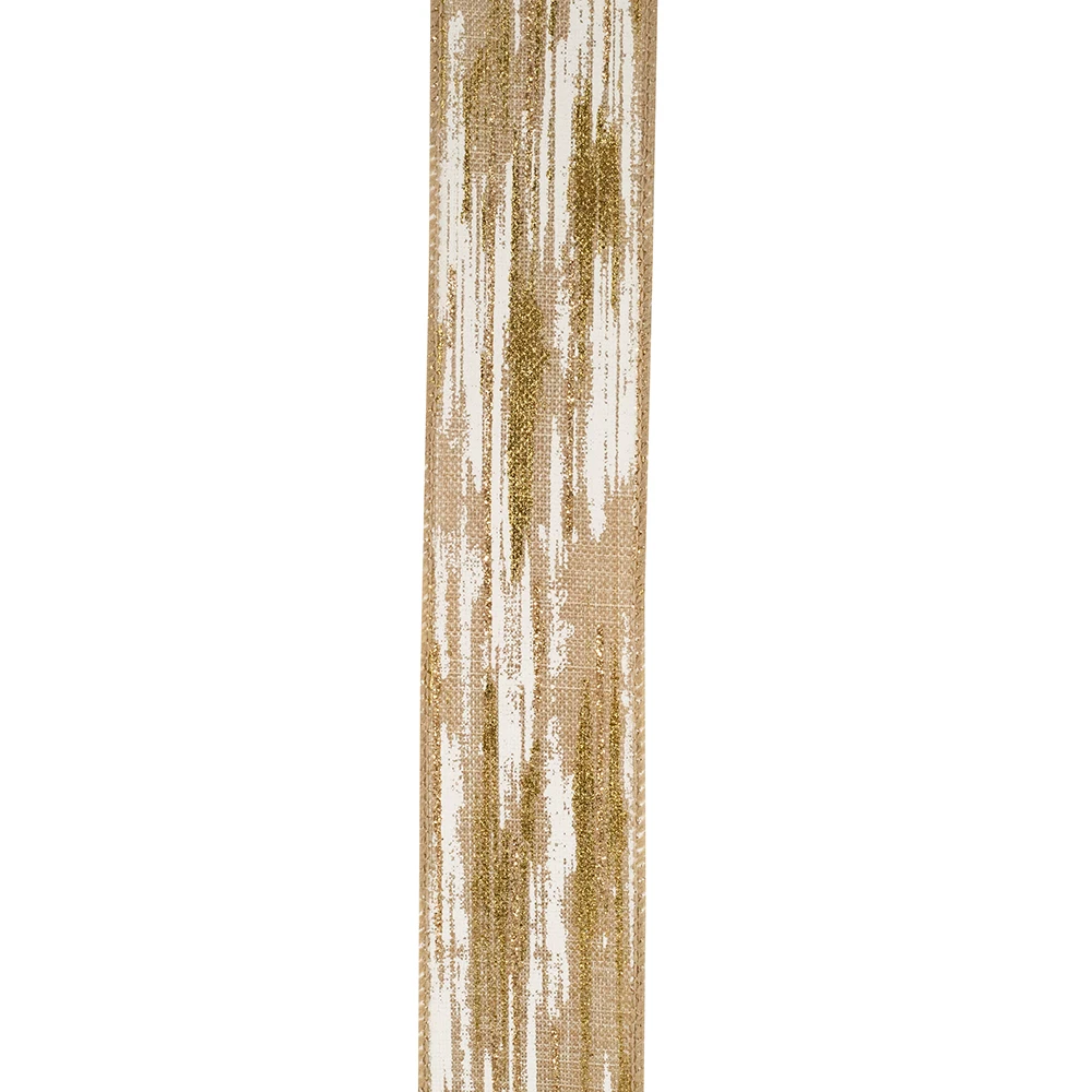 Birch Bark Metallic Linen Wired Ribbon 1.5" x 10 Yards per roll