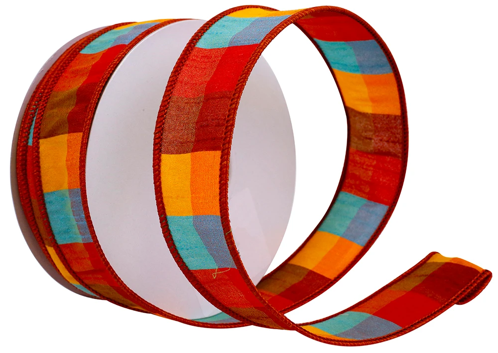 Fieldston Dupioni Plaid Wired Ribbon 1.5" x 20 Yards per roll