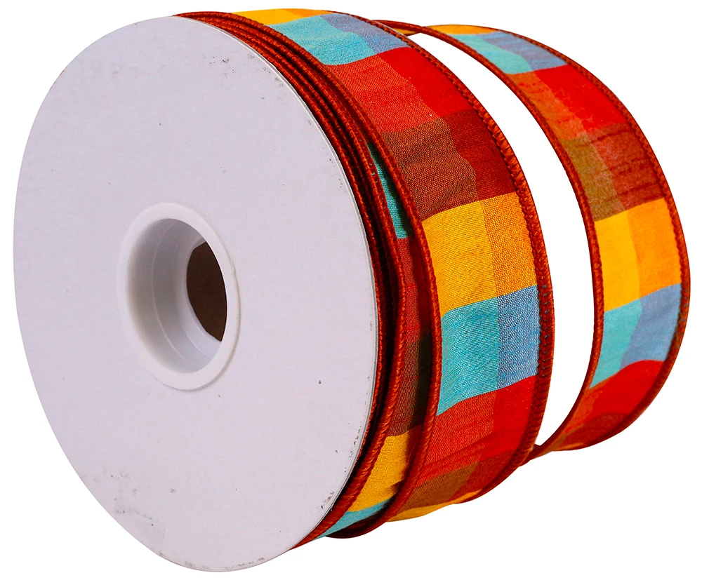 Fieldston Dupioni Plaid Wired Ribbon 1.5" x 20 Yards per roll