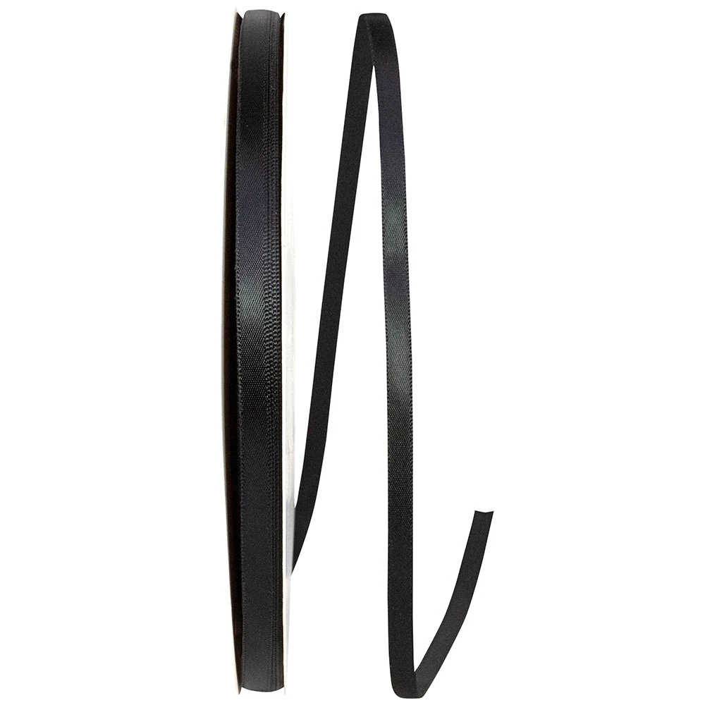 100 Yards - 7/8" Black - Single Face Satin Ribbon