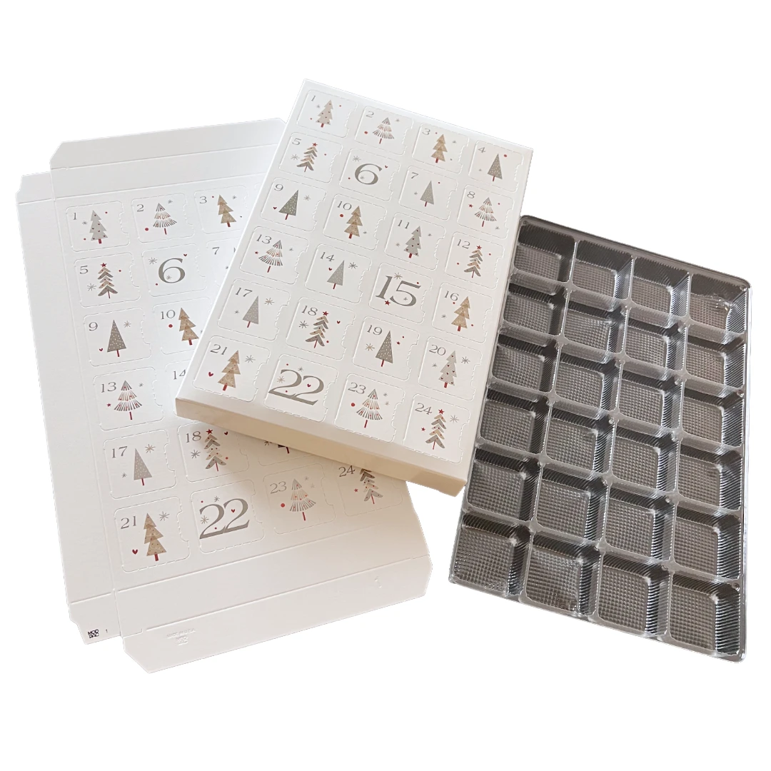 250 Boxes - Fillable (Empty) Advent Calendar Candy Boxes - Holiday Shimmer (trays sold separately)