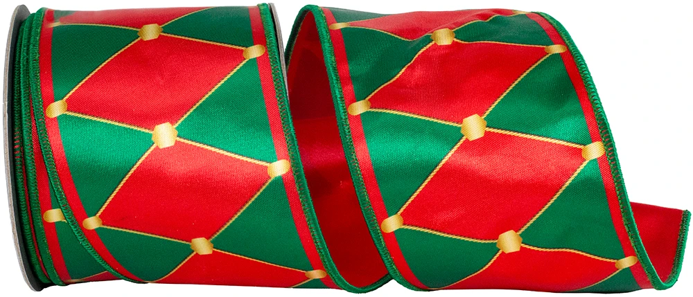 4" x 10 yards Drummer Diamond Deluxe Wired Ribbon
