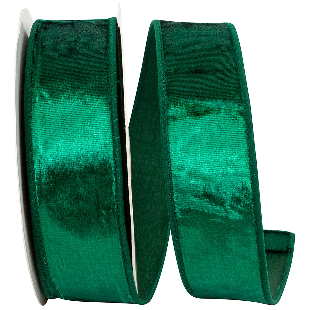 Plush Velvet Emerald Wired Ribbon 1.5" x 10 Yards