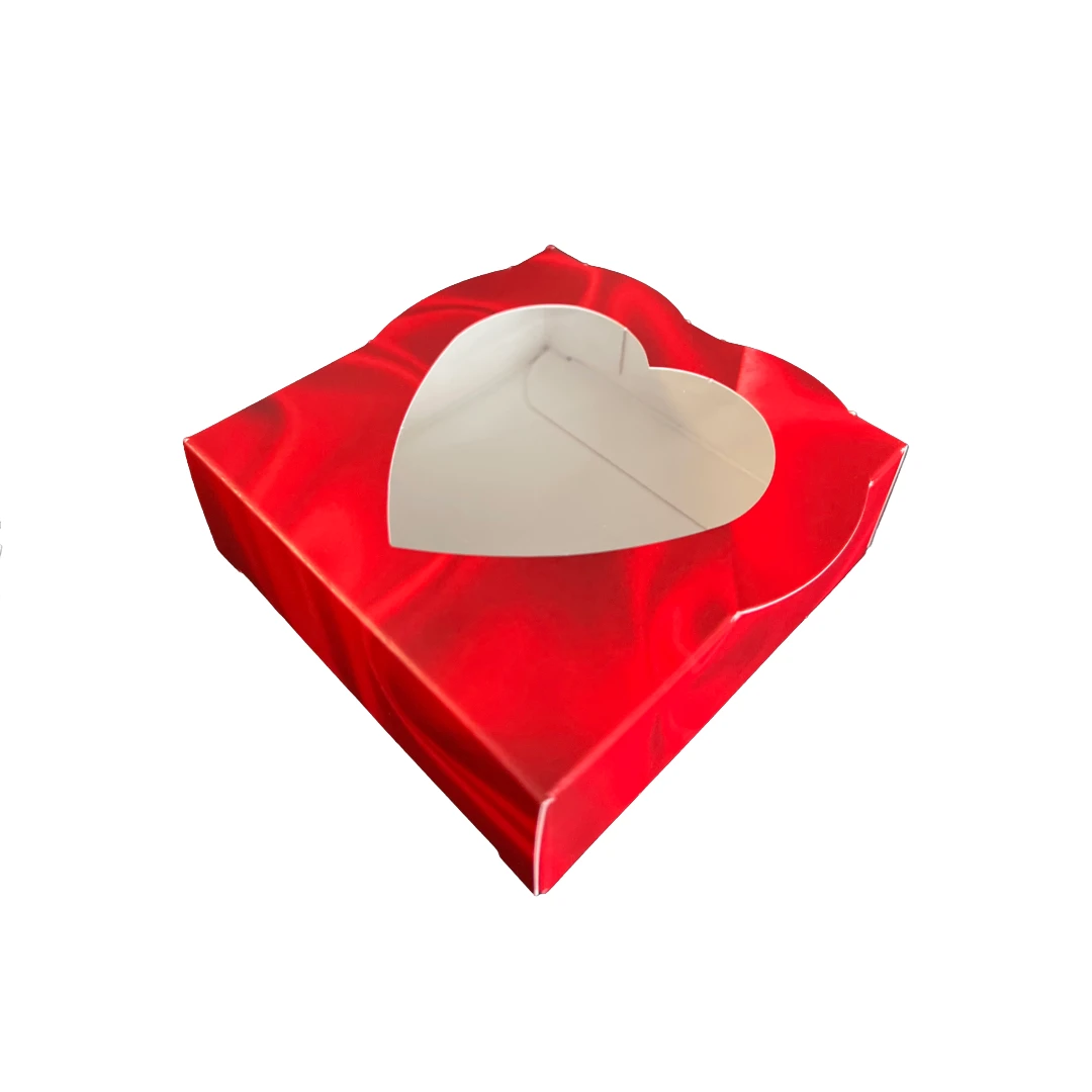 50 Boxes - 3 oz. 1 Piece - Satin Heart Window - 3.688" x 3.688" x 1.25"