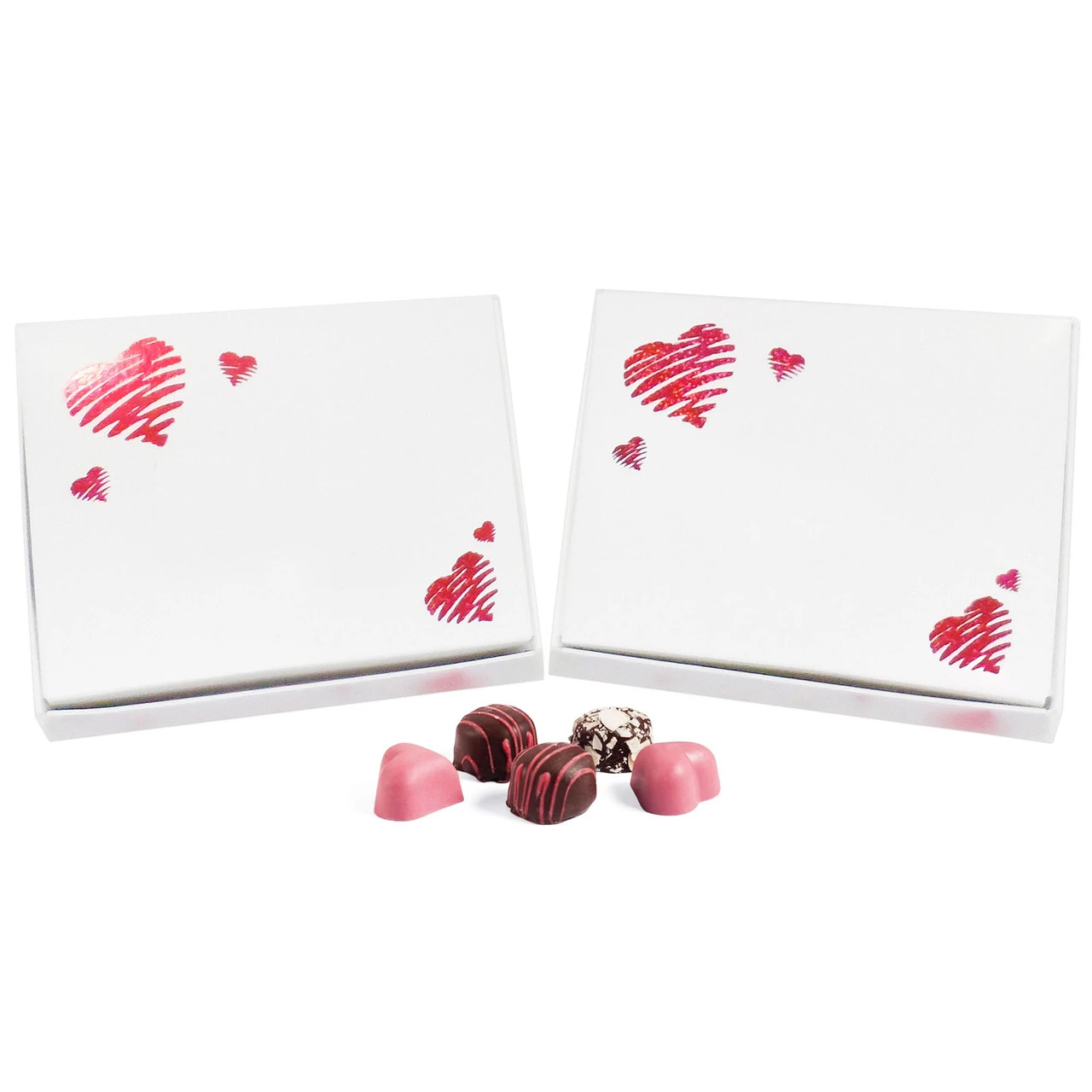 50 Boxes 1/4 lb. Glitter Hearts Candy Boxes 4-9/16" x 3-9/16" x 1-1/4"