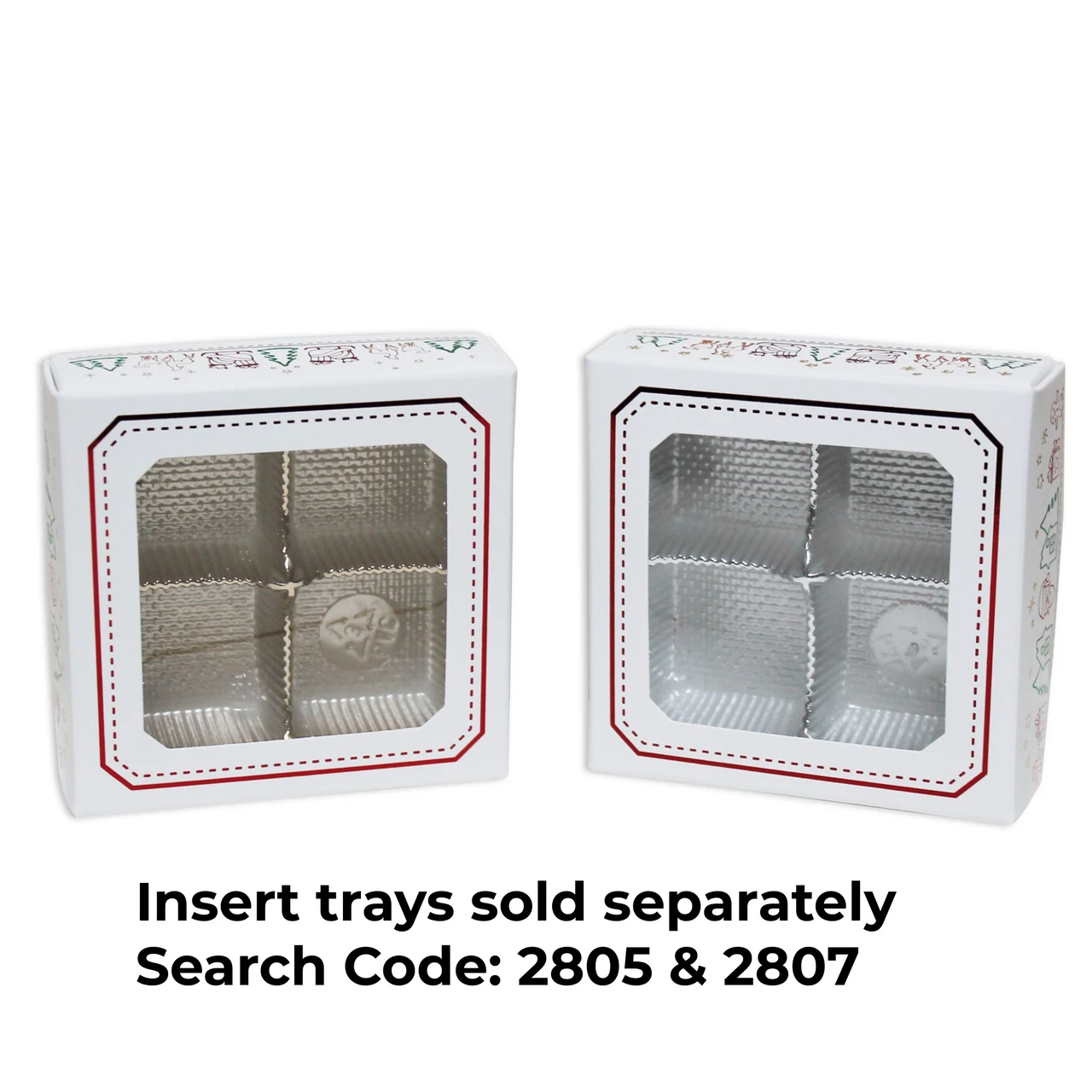 50 Covers - 3 oz. Candy Box Covers - Foil Christmas with windows 3-11/16" x 3-11/16" x 1-1/8"