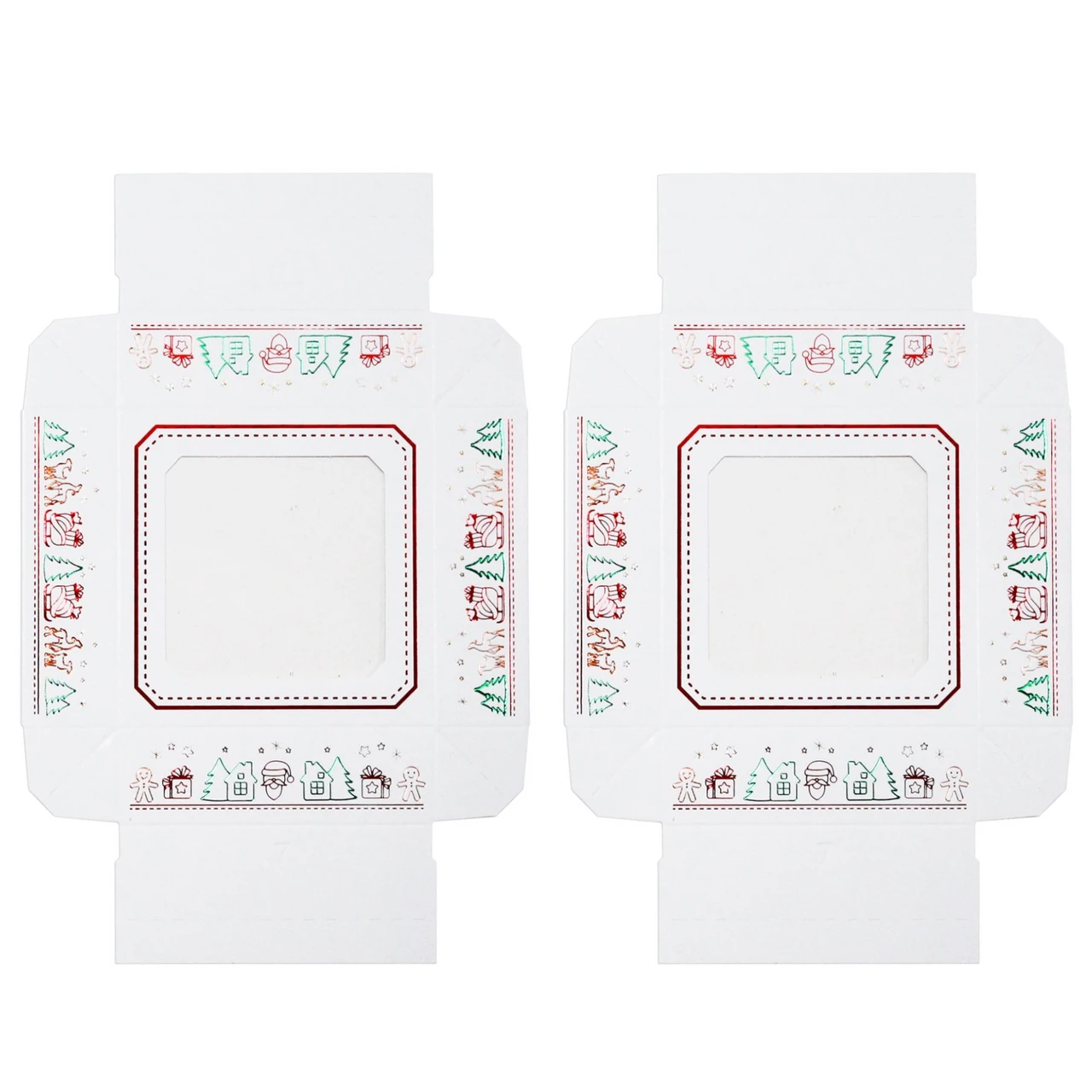 50 Covers - 3 oz. Candy Box Covers - Foil Christmas with windows 3-11/16" x 3-11/16" x 1-1/8"