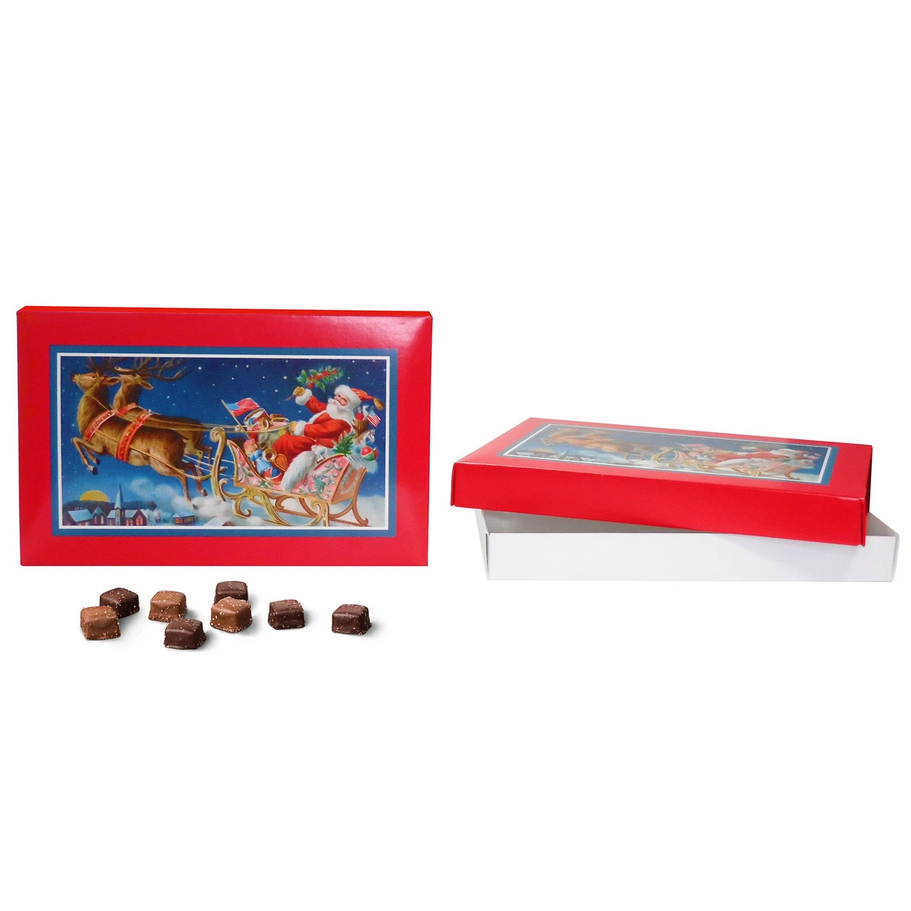 50 Covers - 1 lb. Candy-Chocolate Box Covers - Vintage Santa's Sleigh
