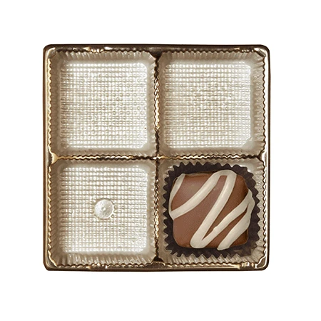 50 Sets - 3 oz. 1 Piece - Satin Heart Window with Gold Tray - 3.688" x 3.688" x 1.25"