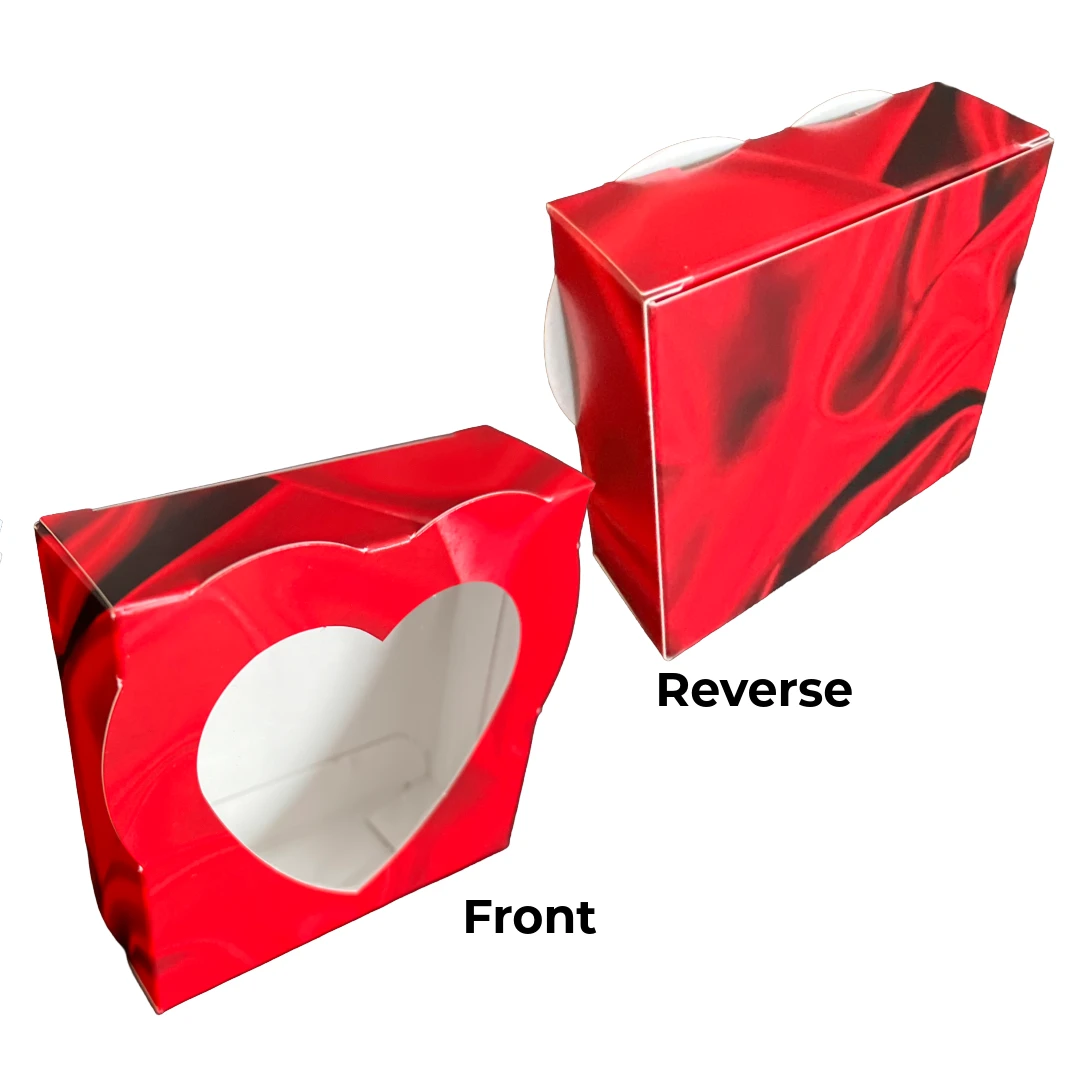 50 Sets - 3 oz. 1 Piece - Satin Heart Window with Gold Tray - 3.688" x 3.688" x 1.25"
