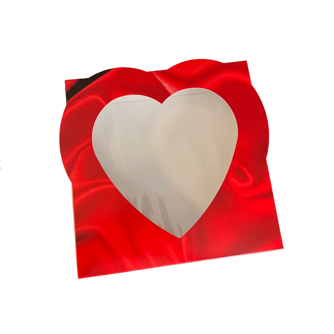50 Sets - 8 oz. 1 Piece - Satin Heart Window Boxes and 9 Cavity Gold Trays- 5-3/4" x 5-3/4" x 1-1/4"