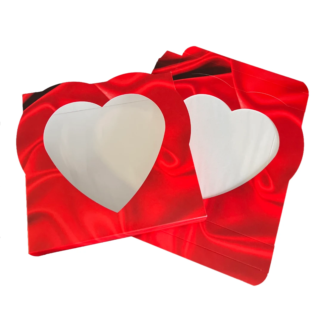 50 Sets - 8 oz. 1 Piece - Satin Heart Window Boxes and 9 Cavity Gold Trays- 5-3/4" x 5-3/4" x 1-1/4"