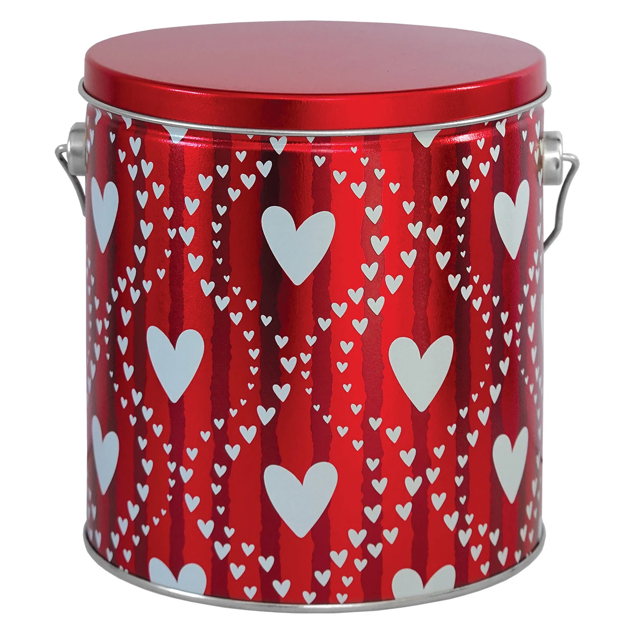 12 tins - 1 Gallon Popcorn Tins- 6-11/16 Dia. x 7-1/4 - Red Hearts