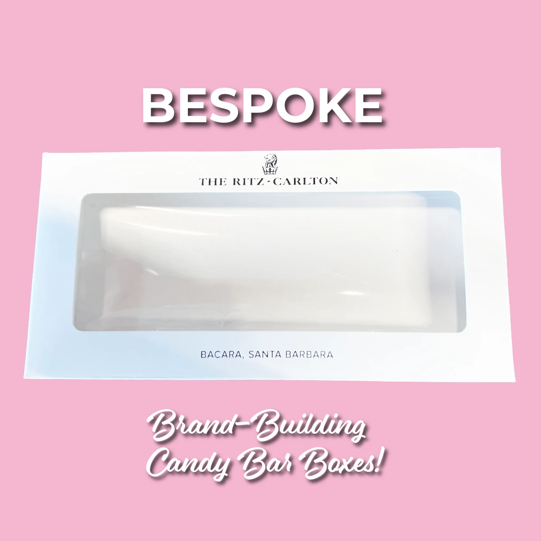 CUSTOM PRINTED-MADE IN USA - 250 Boxes - Chocolate Bar Box White with Window